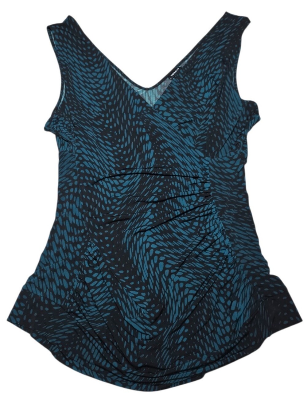 Torrid Black & Teal Rouched Sleeveless Top